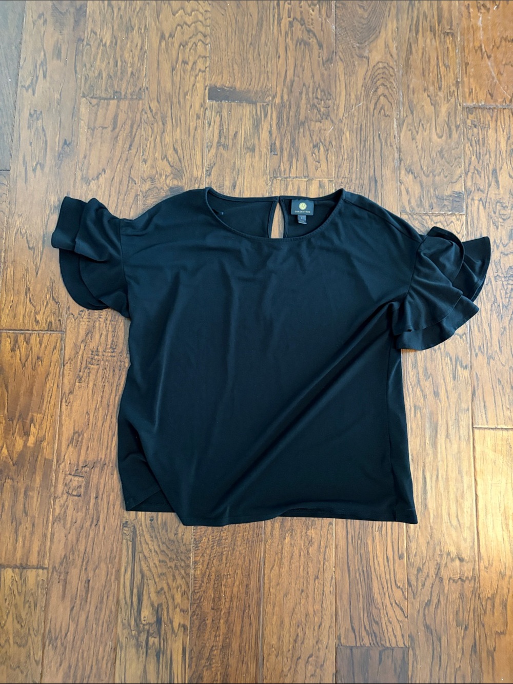 Black Ruffle-Sleeve Blouse